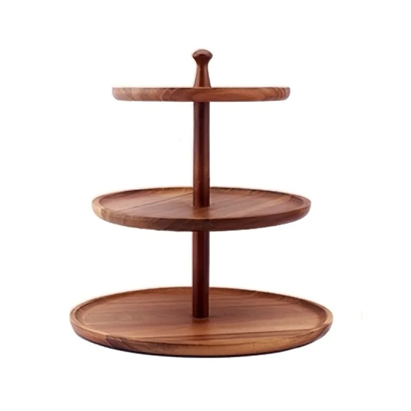 계층형 나무 디저트 랙